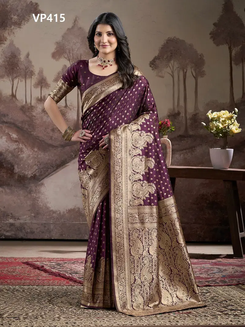 Aachal By Fashion Berry Lichi Silk Wedding Wear Saree Wholesale Online